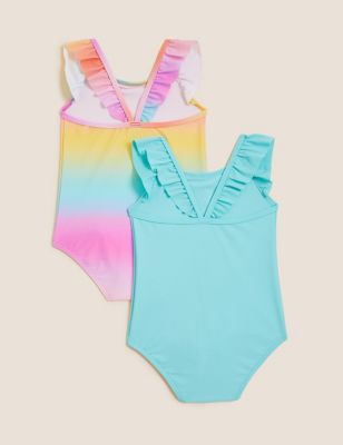 2pk Patterned Swimsuits (2-7 Yrs)