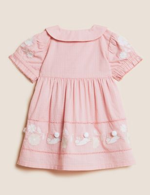 Ex M&S Baby Girls Floral Flower Pinafore Dress Bodysuit Tights Outfit 0 3 6 9 