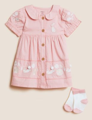 2pc Cotton Rich Peter Rabbit™ Dress (0-3 Yrs)