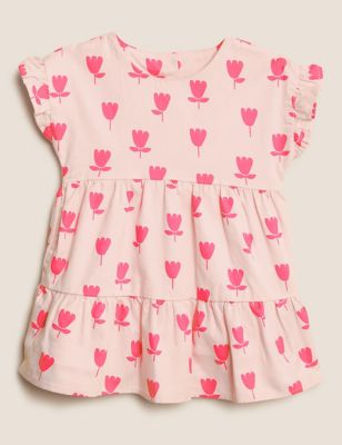 Pure Cotton Tulip Print Dress (0-3 Yrs)