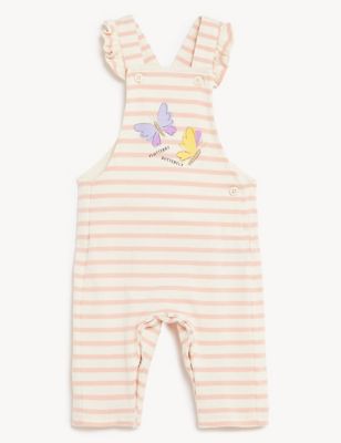 Pure Cotton Striped Dungarees (0-3 Yrs)