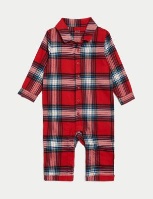 Pure Cotton Checked Christmas Romper (0 - 3 Yrs)
