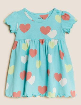 Pure Cotton Heart Dress (0-3 Yrs)