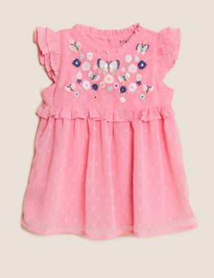Floral Embroidered Chiffon Dress (0-3 Yrs)