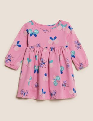 Pure Cotton Butterfly Print Dress (0 - 3 Yrs)