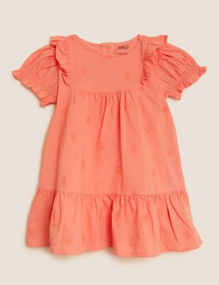 Pure Cotton Floral Embroidered Dress (0-3 Yrs)