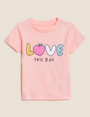 Pure Cotton Love This Day Slogan T-Shirt (0-3 Yrs)
