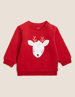 Cotton Rich Reindeer Sweatshirt (0-3 Yrs)