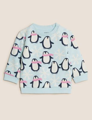 Cotton Rich Penguin Print Sweater (0 - 3 Yrs)