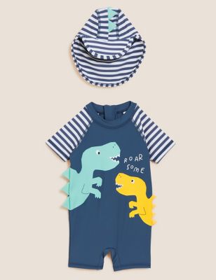 Dino All In One Swimsuit and Hat Set (0-3 Yrs)