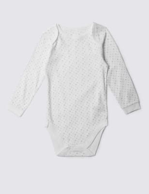 

Боди с длинным рукавом в звездочки для девочки 3-8 лет, Белый