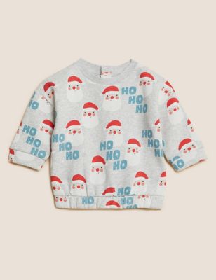 Cotton Rich Santa Print Sweater (0 - 3 Yrs)