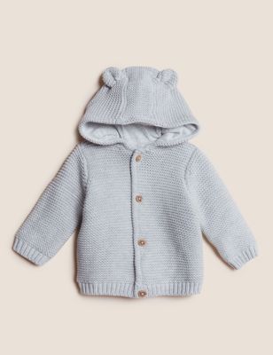 Pure Cotton Chunky Knitted Cardigan (0-3 Yrs)