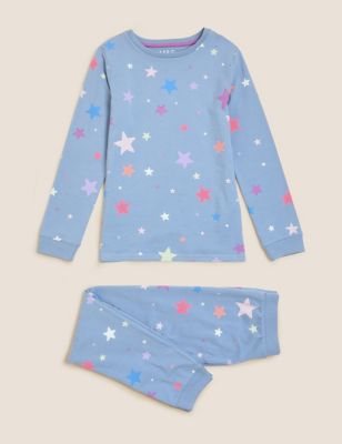 Pure Cotton Star Print Pyjamas (7 - 16 Yrs)