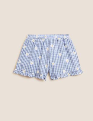 Mix & Match Cotton Rich Daisy Checked Pyjama Shorts (6-16 Yrs)