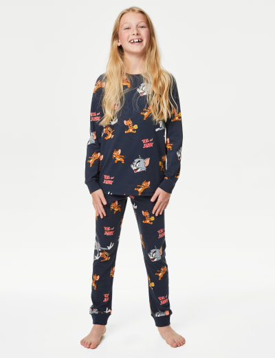 Pure Cotton Glow In The Dark Cat Pyjamas 1 8 Yrs M S