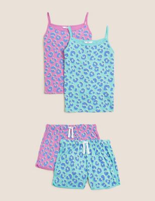 2pk Pure Cotton Leopard Print Pyjama Sets