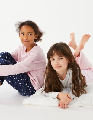 2pk Pure Cotton Patterned Pyjama Sets (6-16 Yrs)
