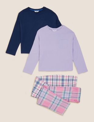 2pk Pure Cotton Checked Pyjama Sets (6-16 Yrs)