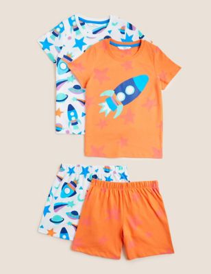 2pk Pure Cotton Rocket Short Pyjama Sets (1-7 Yrs)