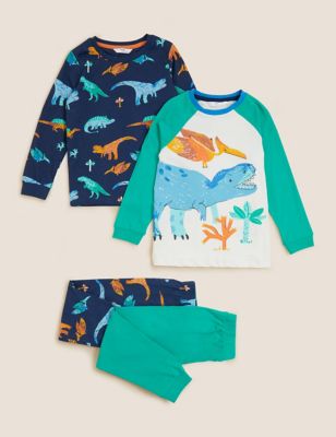 2pk Pure Cotton Dinosaur Pyjama Sets (12 Mths - 7 Yrs)