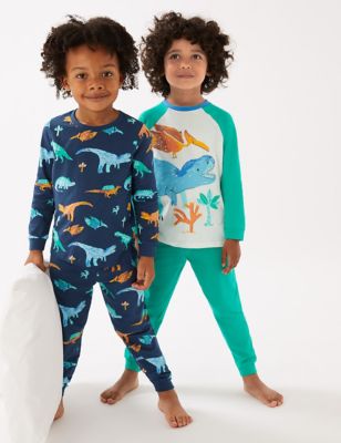2pk Pure Cotton Dinosaur Pyjama Sets (12 Mths - 7 Yrs)