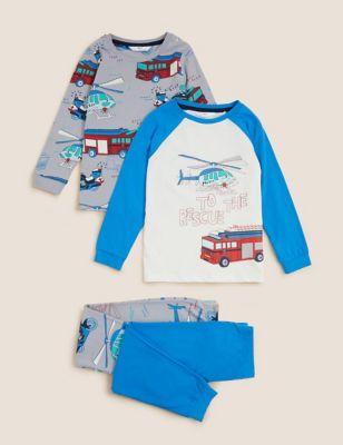 2pk Pure Cotton Transport Pyjama Sets (12 Mths - 7 Yrs)