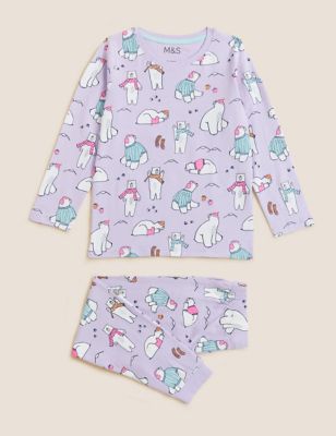 Pure Cotton Polar Bear Pyjamas (12 Mths - 7 Yrs)