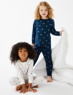 2pk Pure Cotton Patterned Pyjama Sets (1-7 Yrs)