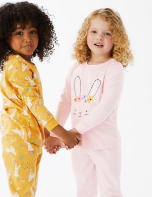 2pk Pure Cotton Bunny Pyjama Sets (1-7 Yrs)