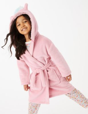 NEW Girls UNICORN Hooded Soft Touch Dressing Gown Ages 2,3,4,5,6,7,8,9,10,11 Yrs 