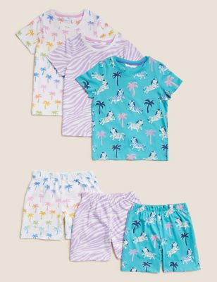 3pk Pure Cotton Printed Short Pyjama Sets (12 Mths - 7 Yrs)