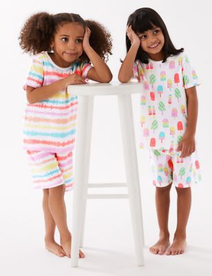 2pk Pure Cotton Striped & Lolly Pyjama Sets (12 Mths - 7 Yrs)