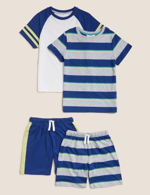 2pk Pure Cotton Striped Short Pyjama Sets (6-16 Yrs)