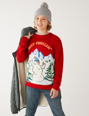 Knitted Snowman Jumper (6-16 Yrs)
