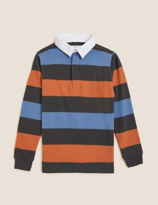 Pure Cotton Striped Rugby Shirt (6 - 16 Yrs)