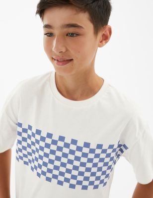 Pure Cotton Checkerboard T-Shirt (6-16 Yrs)