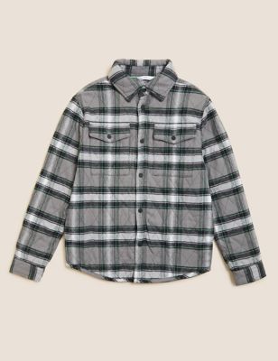 Pure Cotton Quilted Checked Shacket (6 - 16 Yrs)