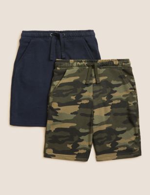 2pk Cotton Rich Camouflage Shorts (6-16 Yrs)