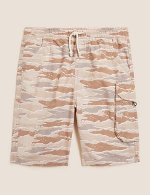 Pure Cotton Camouflage Cargo Shorts (6-16 Yrs)