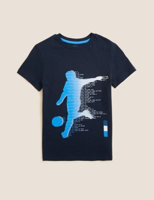 Pure Cotton Football Print T-Shirt (6-16 Yrs)