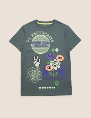 Pure Cotton Patterned T-Shirt (6 - 16 Yrs)