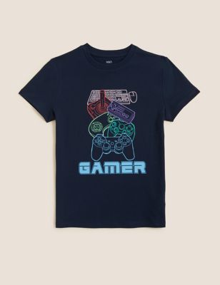 Pure Cotton Gamer Print T-Shirt (6-16 Yrs)
