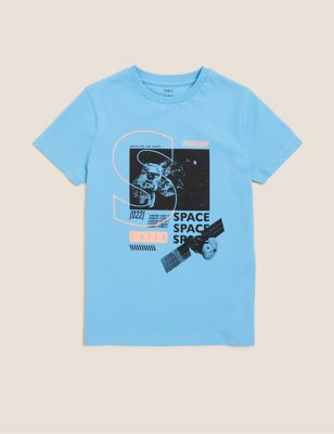 Pure Cotton Space Print T-Shirt (6-16 Yrs)