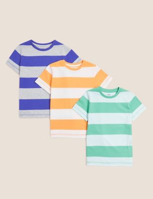 3pk Pure Cotton Striped T-Shirts (2 - 7 Yrs)