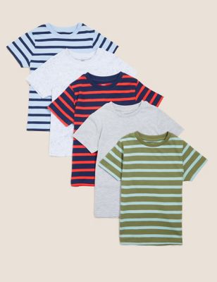 5pk Cotton Rich Striped T-Shirts (2-7 Yrs)