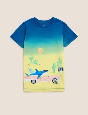 Pure Cotton Ombré Shark T-Shirt (2-7 Yrs)