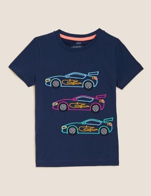 Pure Cotton Embroidered Car T-Shirt (2-7 Yrs)