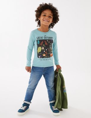 Pure Cotton The Great Outdoors Slogan Top (2-7 Yrs)