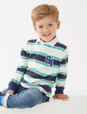 Pure Cotton Striped Rugby Shirt (2-7 Yrs)